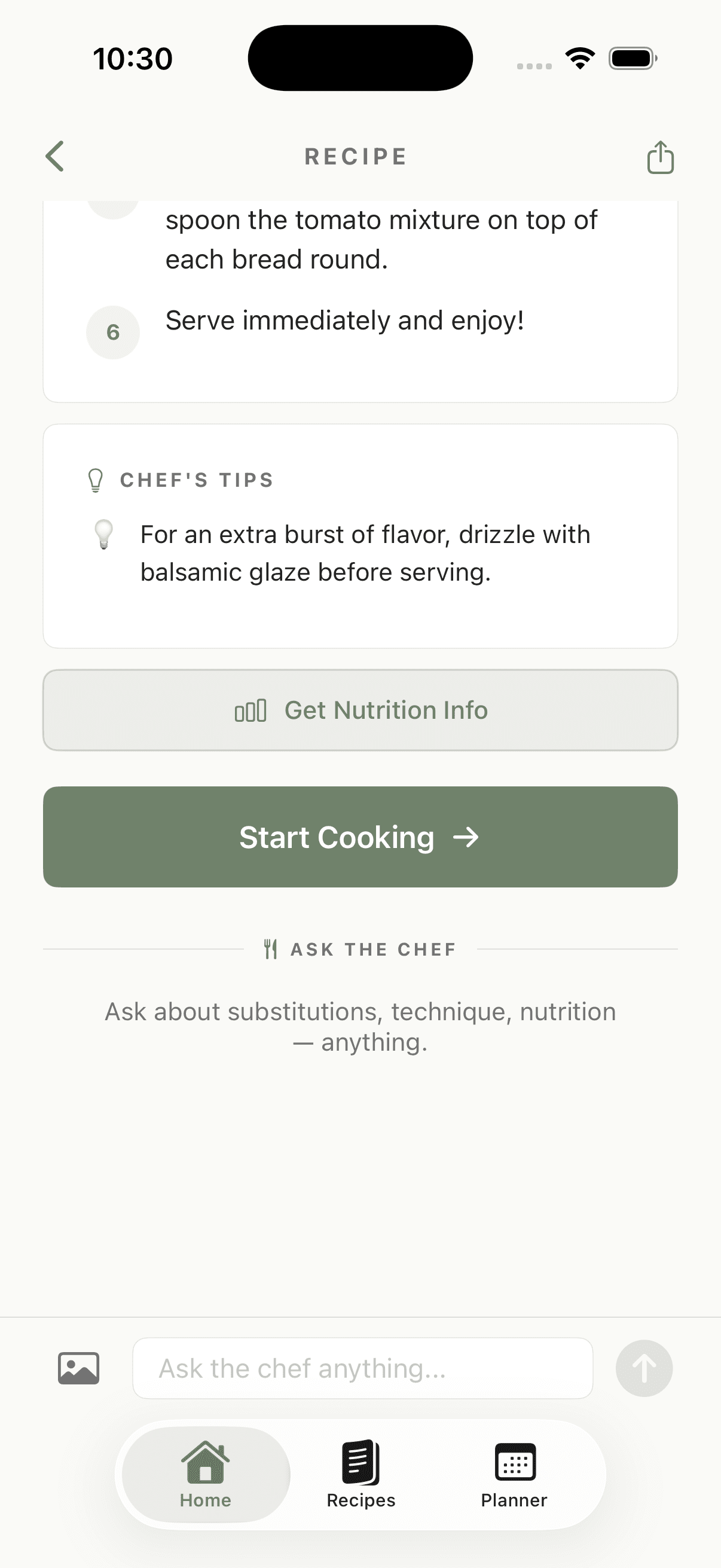 SmartChef — start cooking mode