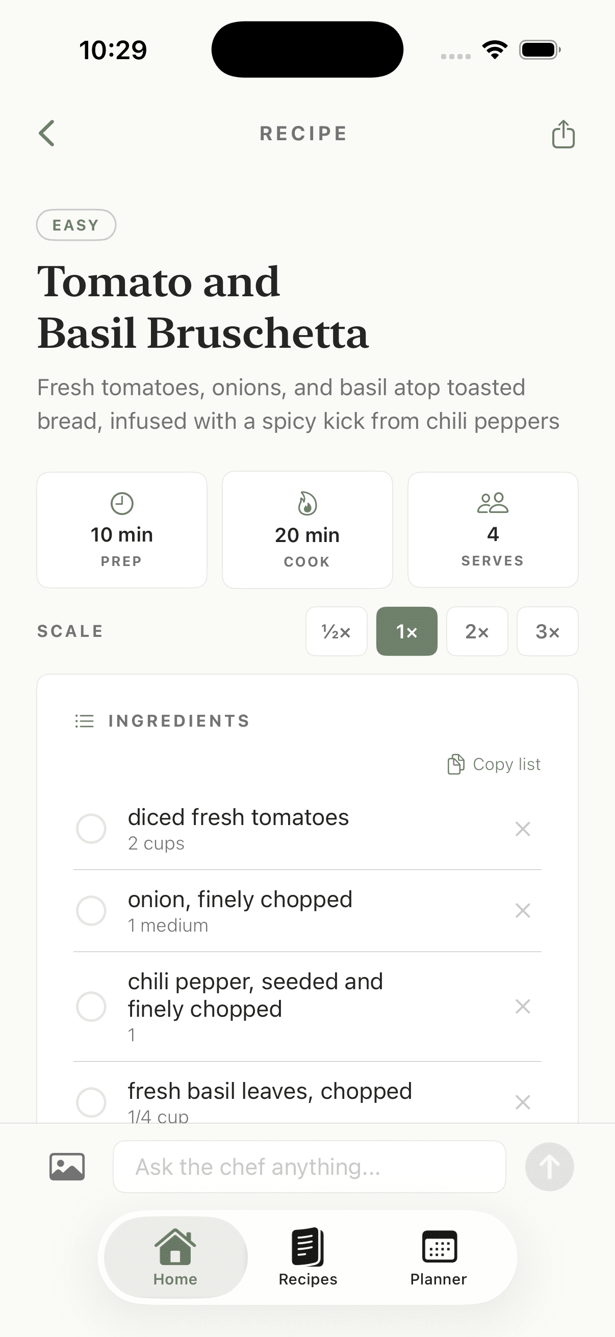 SmartChef — generated recipe card