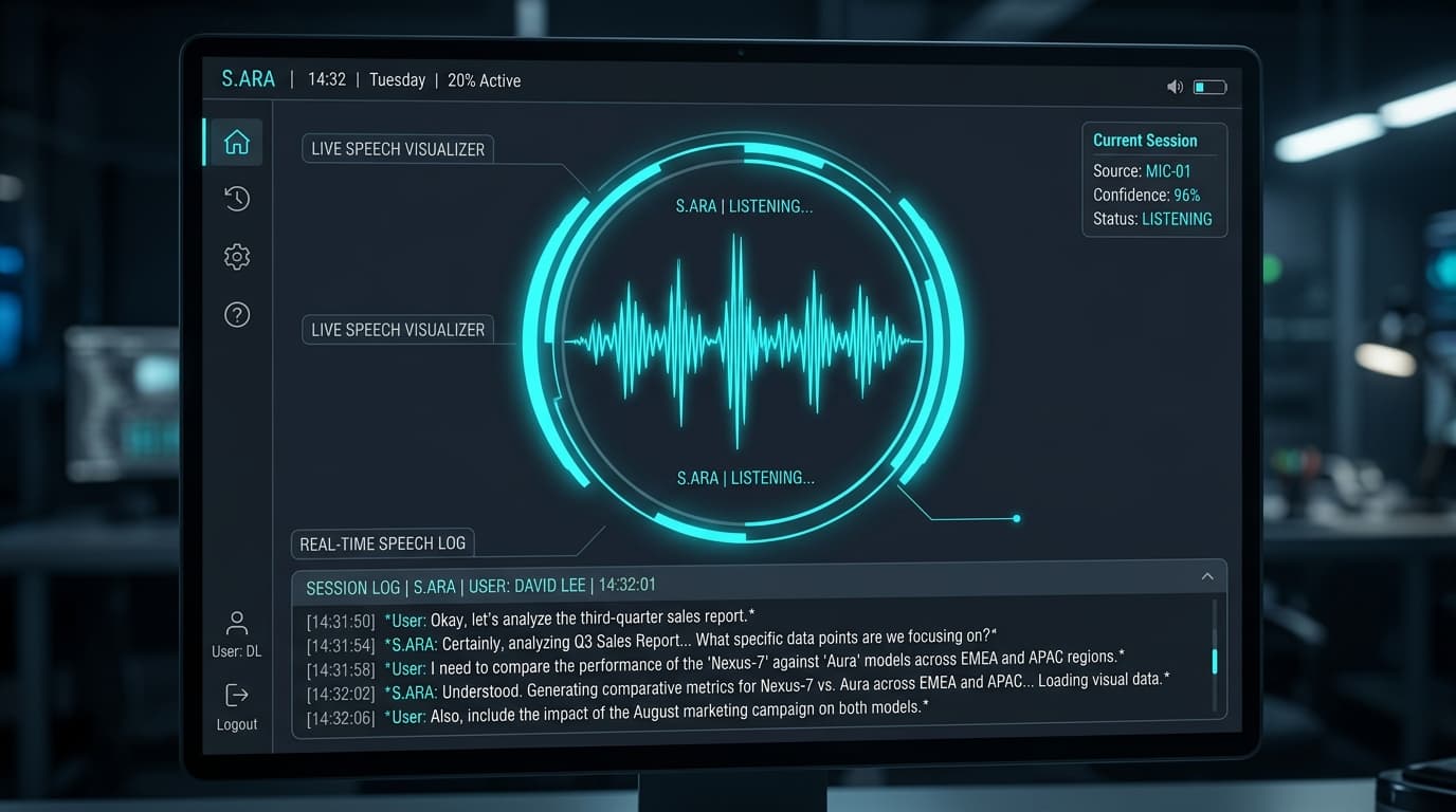 LangGraph Voice Agent circular visualizer and transcript log
