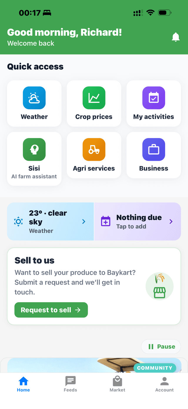 BayKart home dashboard